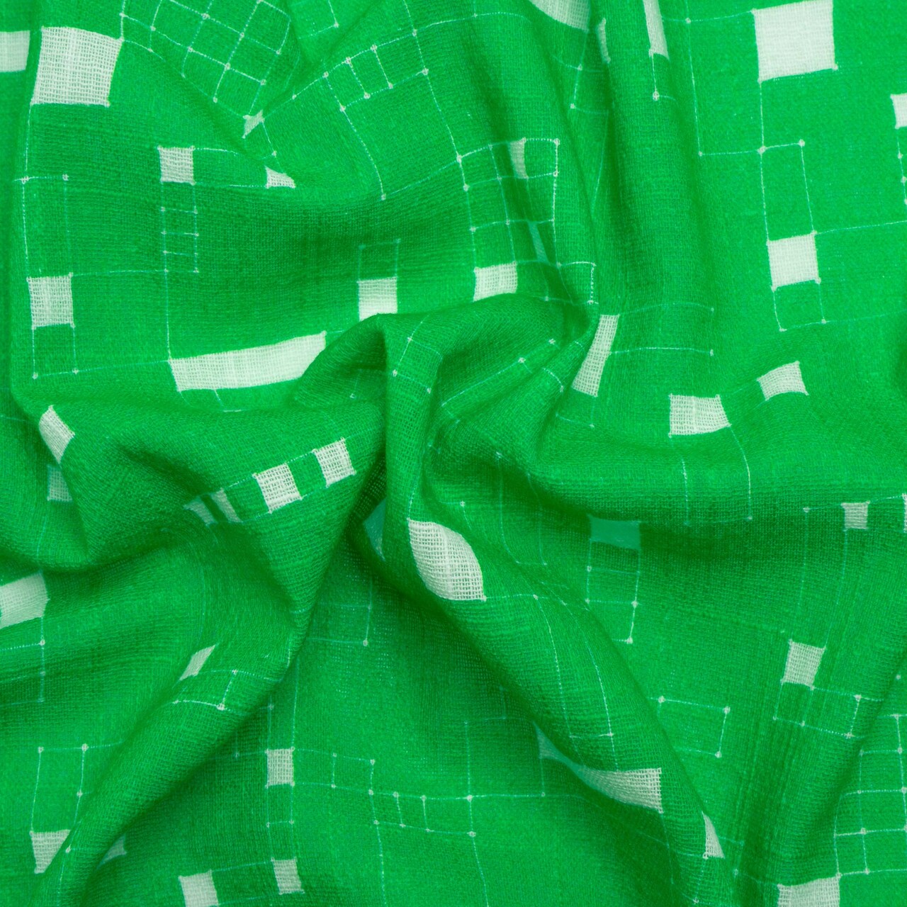 1 Yard Kelly Green Blocked In Cotton Gauze Fabric 57 inch Width